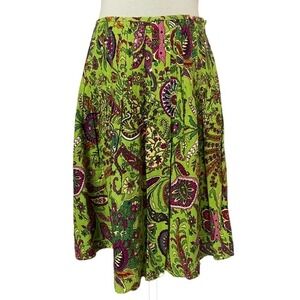 I.C.E. Green Floral Pleated A-line Skirt Size 4